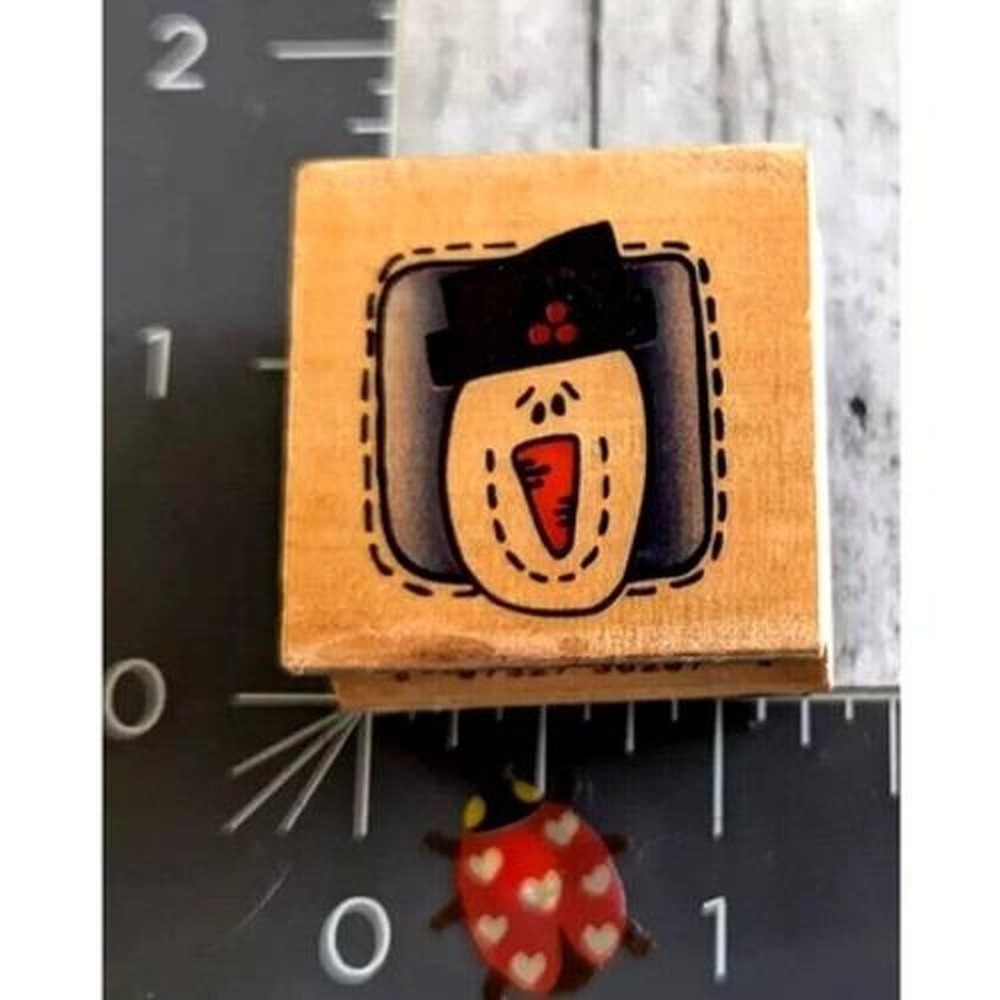Westwater Snowman Stitched 1998 Rubber Stamp Wood #F5